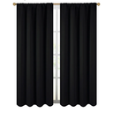 Diraysid Black Blackout Curtains for Bedroom and Living Room Thermal Insulated Room Darkening Curtains Drapes, 52 x 84, 2 Panels