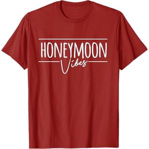 Honeymoon Vibes for New Brides Wedding T-Shirt (Red, M)