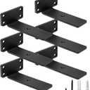 HITOMEN Heavy Duty Floating Shelf Brackets, 5-Inch (1/5'' Thick) Hidden Shelves Hardware, Iron L Brackets, Rustic Industrial Black Metal Wall Shelving Supports, 6 Pack