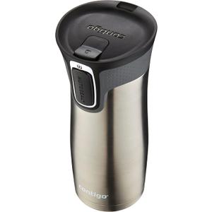 Contigo West Loop Stainless Steel Travel Mug with AUTOSEAL Lid, 16oz., Stainless Steel/Black (16oz (Single Pack))