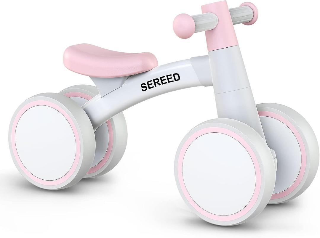 SEREED Baby Balance Bike for 1 Year Old Boys Girls 12-24 Month Toddler Balance Bike, 4 Wheels Toddler First Bike, First Birthday Gifts (Pink)