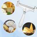 2 x Cheese Slicer Kit, Adjustable Thickness Iron Handheld Cheese Slicer with 4 Extra Wires & Wrench Food Shaver Cutter for Butter Cheddar Mozzarella (Frosted Silver) (Matte color)