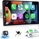 SIXWIN 9 inch Single Din Touchscreen Car Stereo with Carplay Android Auto Bluetooth, FM/AM, Mirror Link, EQ Function, Backup Camera, Steering Wheel Control