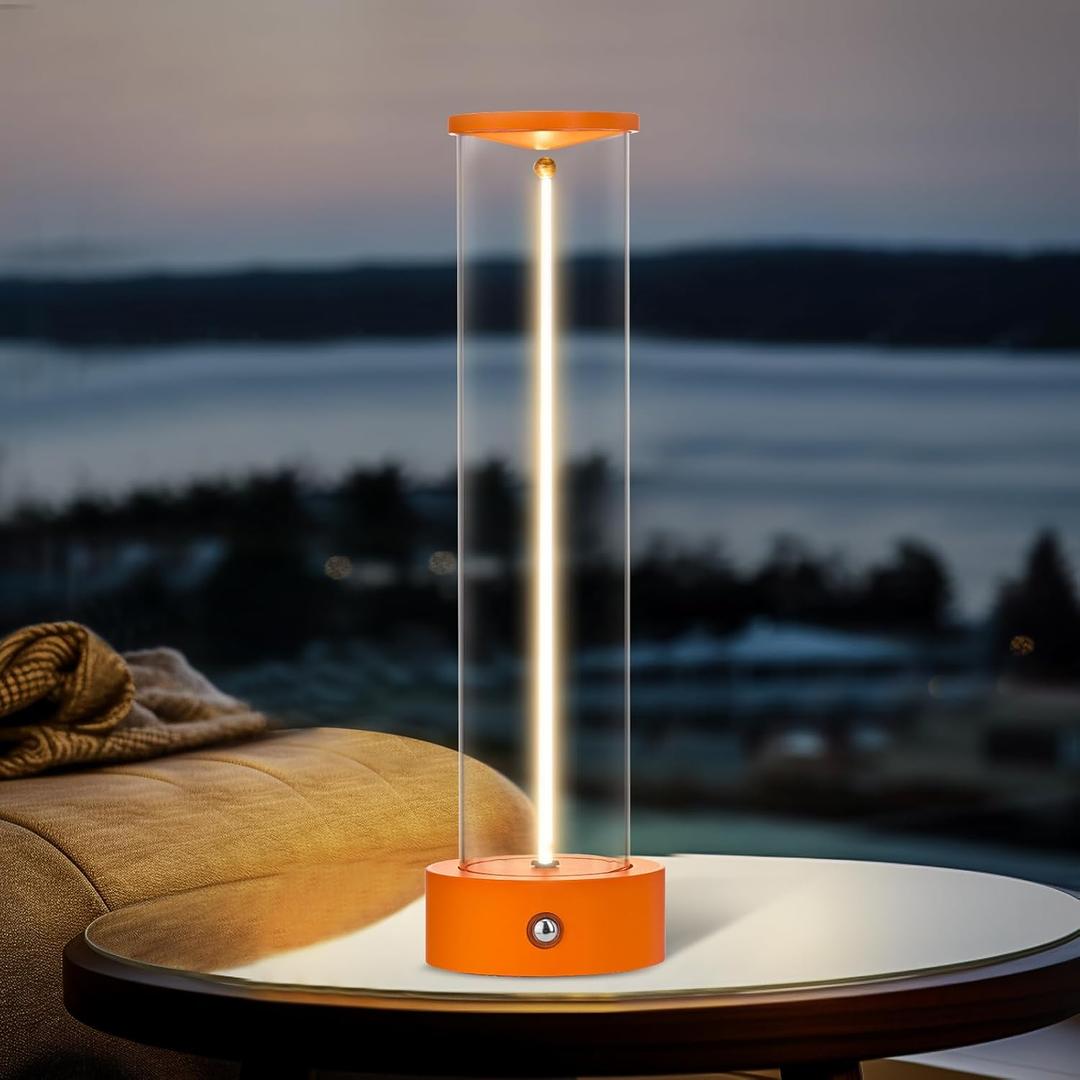 Mini Minimalist Tabe Lamp with Breathing Effect, Cordless LED Desk Lamp Rechargeable Modern Night Lights Portable for Gaming, Home Office, Bedroom, Living Room, Kitchen, Bar, Restaurant (orange)