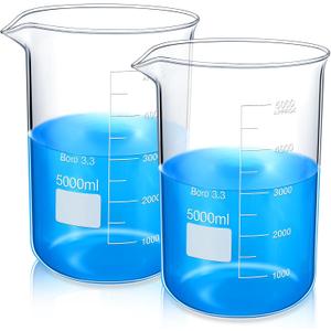Relaxweex 2 Pcs 5000ml Borosilicate Glass Beaker, Lab Beakers Griffin Form
