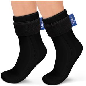 Hilph Full Foot Ice Pack Gel Socks for Hot & Cold Therapy - Reusable Cooling Sock for Toe Pain, Plantar Fasciitis & Hot Feet - Easy Slip On Design for Chemotherapy, Postpartum Recovery, 1 Pair, Black