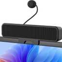 INGA Computer Speakers with Detachable Mic, Plug and Play Desktop Speakers, One-Touch Mute Microphone, Stereo & Bass, Easily Clamps to Monitor, Compatible with PC, MAC, Laptop