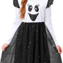 Girls Halloween Tulle Tutu Dress Long Sleeve Holiday Star Sparkle Skirt 4-12 Years