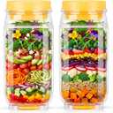 Salad Jar with Side Opening  Double-Lock Leak-Resistant Design, Vertical Layering Keeps Salads Fresh, Leak-Proof Salad Jar with Dressing Cup, Durable Salad Container for Lunch, Meal Prep & Work (2PC Yellow)