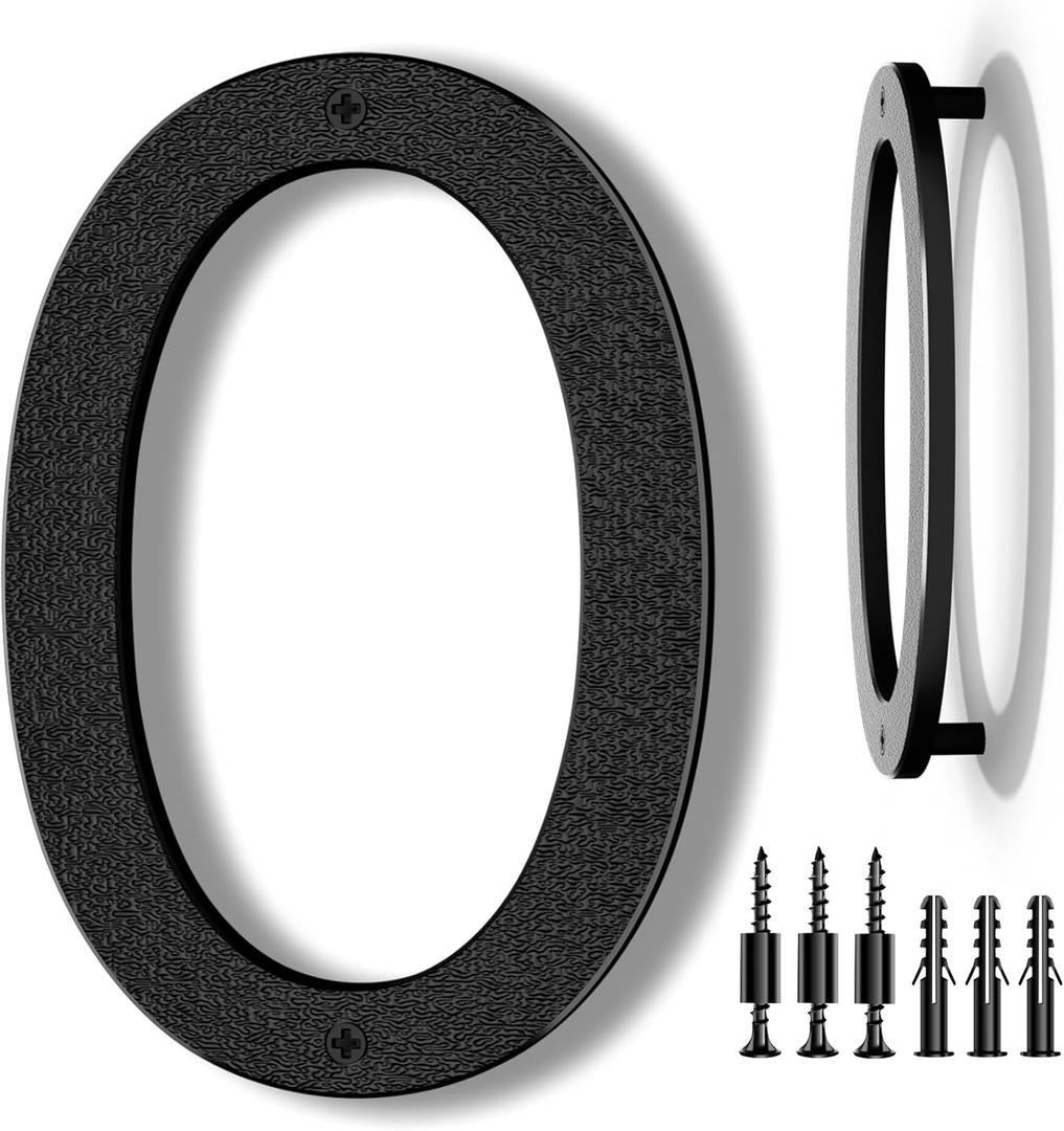 8 Inch Large Floating House Numbers, Black Modern House Number for Outside, Home Address Numbers for Outdoor Garage Gate Wall Street (0)