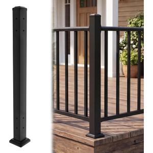 Aluminum Deck Post,2.8 in. x 2.8 in. x 39 in Perpendicular Adjacent Two Side Pre-Drilled 90 Degree Railing Corner Post, Ending Support Post