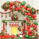 9PCS Christmas Balloon Decorations Set, Round Candy Lollipop Foil Balloon, Hanging Balls Balloons for Xmas Party, Holiday Home & Event Decoration