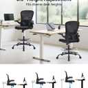 10 x Drafting Chair Tall Office Chair with Flip-up Arms Adjustable Height Standing Desk Chair with Lumbar Support and Footrest Ring Ergonomic Executive Computer Chair Swivel Drafting Stool for Work/Drawing