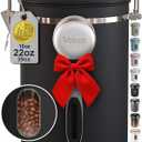 Veken Coffee Canister with Window,Airtight Stainless Steel Pantry Container,Home Kitchen Food Storage Organizers for Ground,Beans,Espresso,Rice,Tea,Sugar,Cereal, Decor,Bar Accessories,Gifts,22OZ,Black