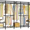 Ulif H50 Extra Large Clothes Rack, Heavy Duty Garment Rack, Freestanding Portable Closet, Clothing Racks for Hanging Clothes, Wardrobe Closet 89.8'' W x 15.8" D x 76.4" H, Max Load 1400 Lbs, Black