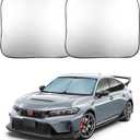 EcoNour 2-Piece Foldable Car Front Window Sun Shade, 240T Polyester, UV Protection & Heat Blocker, Windshield Shade, Durable Design, Upgraded Universal Fit (29" L x 23.5" W)