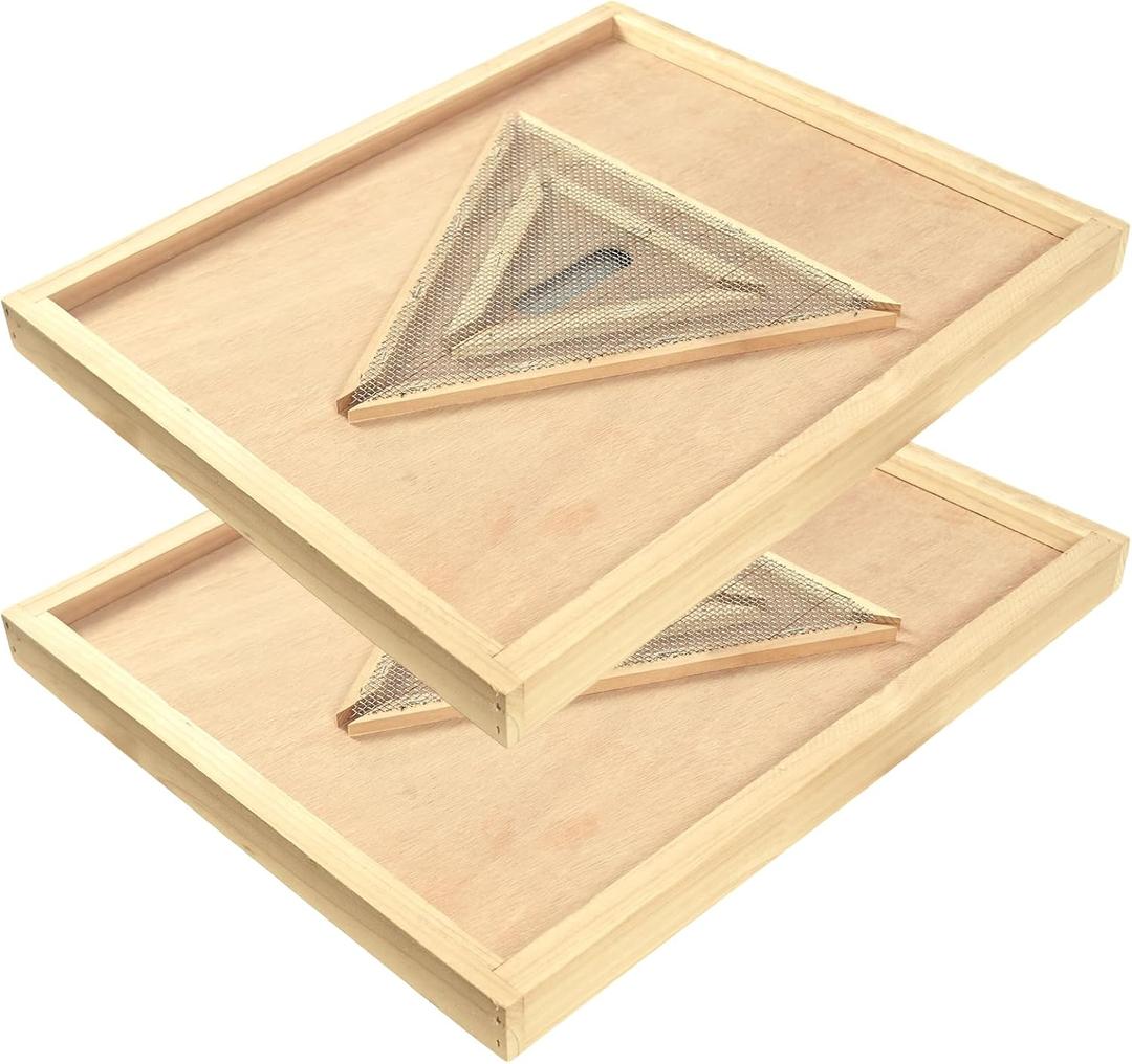 2 Pcs Bee Excape Board 8 Frame Beehive Inner Cover Honeybee Triangle Escape Screen for Langstroth Hive, Bee Hive Escapes Beekeeping Tools for Beekeeping Supplies