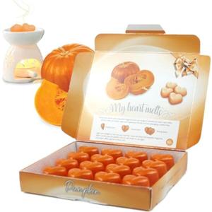 Pumpkin Wax Melts - 16 x 0.176 Ounce Heart Shaped Wax Melts Pumpkin in an Elegant Gift Box