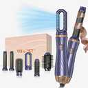 Blow Dryer Brush 6 in 1, Detachable Hair Dryer Brush Air Curler Air Styler Wrap, Curly Twist Hot Curling Iron, Blow Dryer Hot Styler Negative Ion, Travel Hair Styling Tool, Purple