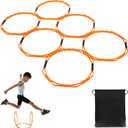 Hikeen Octagonal Agility Rings, Speed Rings, Youth Agility Footwork Training and Speed Hurdles Ladder, Fitness Equipment Sport Workout for Soccer, Home Gym, 6 Firm Rings Set
