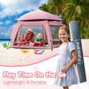 Baby Playpen Pop-up Tent - Outdoor & Indoor Play Tent for Beach with Canopy Travel Bag Portable Play Yard for Babies & Toddlers (Pink)