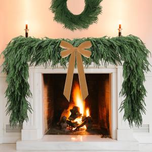 2-Pack Christmas Norfolk Pine Garland, 9ft Real Touch Garland,Artificial Winter Green Realistic Greenery Garlands for Mantle, Table, Wall, Indoor, Outdoor Xmas Decorations
