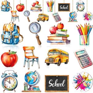 36 Pcs Back to School Ornaments for Tree Wooden First Day of School Tree Decorations Book Pencil Hanging Ornament Teacher Wood Slices Pendant for Classroom Window Party Decor