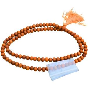 8mm Sandalwood Japa Mala 108 Beads with Guru Bead  Natural Chandan Prayer Rosary Necklace for Meditation, Yoga, Mantra Chanting, Spiritual Healing & Hindu Buddhist Prayer
