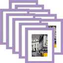 eletecpro 8x10 Picture Frames Set of 10, Picture Frame Collage Wall Decor Display 5x7 Photo With Mat or 8x10 without Mat, Home Decor Gallery Frame for Table Top or Wall Mounting, Purple