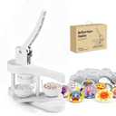 Button Maker Machine 58mm, Professional Badge Making Kit with 50 Parts, No Installation DIY Badge Maker, Pin Press Machine, Kids Craft Kit for Crafts, Schools (white)