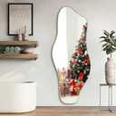 Irregular Wall Mirror, 60"x24" Large Asymmetrical Tempered Glass Mirror, Gold Modern Organic Frameless Mirrors for Living Room Bedroom Hallway Entryway, Horizontal or Vertical Hanging