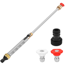 Jet Nozzle Power Washer Wand for Garden Hose, High Pressure Watering Sprayer Cleaning Tool with 2 Different Nozzles for Gutter Patio Car Pet Window Glass.(Grey)