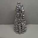 Amooca 16in Christmas Ball Tree with LED Lights Table Centerpiece Fireplace Decor Indoor Holiday Party Home Decoration Silver