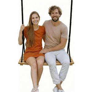 Taeku Adult Tree Swing, Hanging Beech Wood Swings with Adjustable Rope Garden Chair Seat Swing for Indoor Outdoor (26''x12'')