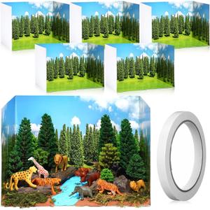 5 Pcs Diorama Kit Habitat Project Supplies with Double Sided Tapes Diorama Box for Display Dollhouse Room, 11.8 x 8.7 x 8.3 Inch(Jungle Style)