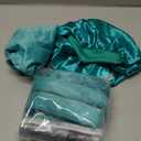 No Heat Overnight Curl Headband, 70" Soft Ribbon Wrap for Long Hair, 9 Pack Hair Curling Rods Set - Blue Green