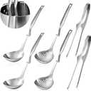 6 PCS Soup Ladle pot Colander & BBQ Tongs Hotpot Kit - Shabu Shabu Utensils Set for Camping, Barbecue & Kitchen Cooking Ladle Set
