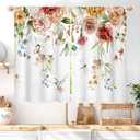 Watercolor Floral Blossom Kitchen Curtains Rod Pocket Rustic Flower Plant Colorful Farmhouse Small Short Cafe Tier Curtain Spring Wildflower Window Drapes Treatment (27.5W X 39L Inch 2 Panel)