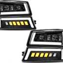 Z-OFFROAD LED Headlights Assembly DOT Approved with DRL Turn Signal Hi/Low Sealed Beam Compatible with 03-06 Chevy Silverado Avalanche (Sequential Turn Signal + Clear Side Marker)