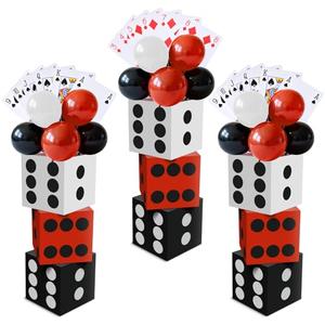 45 Pcs Casino Theme Party Decorations, Casino Blloons, Casino Balloons Contain Red Black and Gold Balloons, Dice Boxes,Random Large Playing Cards, Suitable for Vegas Themed Party Decorations