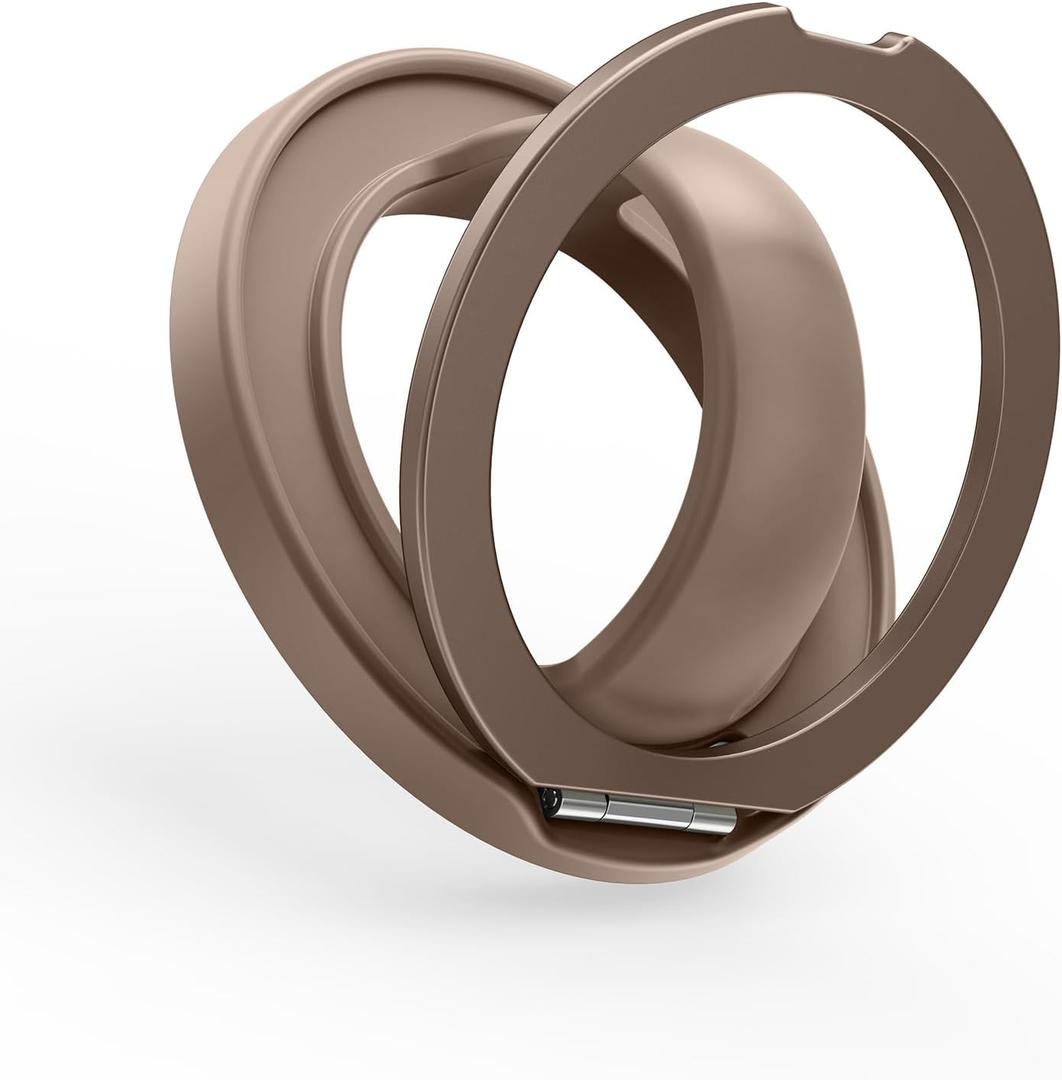 Magnetic Phone Grip, 360 Rotation & 180 Flip Universal Phone Ring Stand, Silicone Phone Ring Holder for Back of Phone for iPhone 17/16/15/14/13/12 Pro Max/Plus, Brown