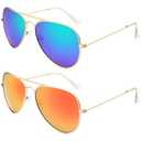 livho Sunglasses for Men Women Aviator Polarized Metal Mirror UV 400 Lens Protection (Gold Purple/Blue & Gold Orange)