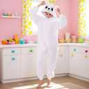 Animal Onesie Costumes for Kids Adults Cosplay Halloween for Boys Girls Womens Warm Plush One Piece (S(for height=4'6"-4'10"), Polar Bear)