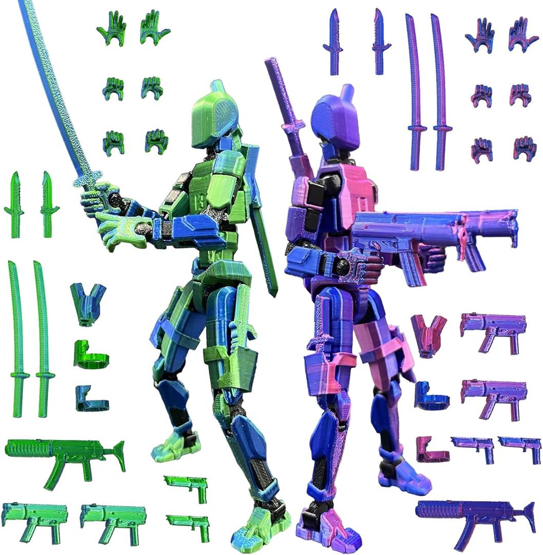 T13 3D Action Figure Set (Assembly Completed), 3D Printed Multi-Jointed, Titan 13 Action Figures, Multi-Articular Lucky Mobile Robot Nova T-13,Desktop Decorations for Game Lovers Toys (Blue/Purple)