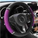 Osilly Bling Car Steering Wheel Cover, 15 Inch Rhinestones Soft Leather Elastic Steering Wheel Protector, Sparkly Crystal Diamond for Women Girls, Car Interior Accessories for Most Cars (Purple)