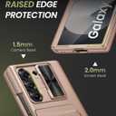 for Samsung Galaxy Z Fold 6 Case with Card Holder & Hinge Protection & Screen Protector, Built-in Camera Lens Cover, Rugged Shockproof Phone Cover Case for Samsung Z Fold 6 2024, Rose Gold