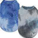 cyeollo 2 Pack Dog Shirts Sun Protection Dog T Shirt Stretchy Tie Dye Tank Top Breathable Sleeveless Vest Summer Pet Clothes (X-Large (18-25lbs))