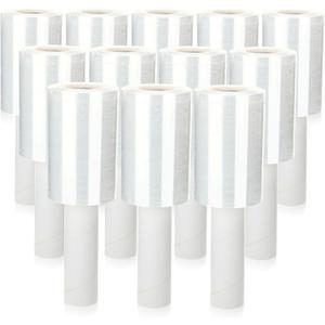 Sherr 12 Rolls 5 Inch x 800 Feet Clear Stretch Shrink Wrap Film with Handle 80 Gauge Heavy Duty PE Industrial Plastic Wrap for Packing, Moving, Furniture & Pallet, Self Adhering Packaging Film