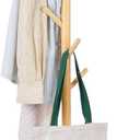 Elevon Wooden Coat Rack Stand, 8-Hook Freestanding Coat Tree with Adjustable Height, Modern Coat Rack for Hanging Jackets, Scarves, Backpacks in Living Room, Hallway, Apartment, Natural