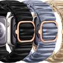 Compatible with Apple Watch Bands for Women 41mm 40mm 38mm 42mm 44mm 45mm 46mm, Scrunchie Stretchy Sport Band Strap Replacement for Apple Watch SE iWatch Series 10 9 8 7 6 5 4 3 Accessories (Walnut/ Blue Gray/ Black)